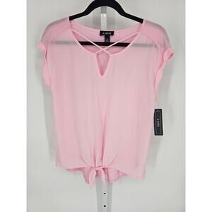 A. Byer Women's Pink Sleeveless Round Neck Tied Top Size M